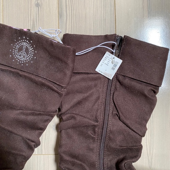 Justice Suede Feel Embellished Slouch Boots Brown - Picture 3 of 3